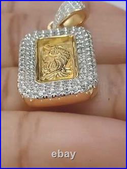 0.5 Inches Moissanite Diamond Swiss bar Halo Pamp Suisse Lady Fortuna Pendant
