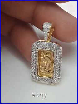 0.5 Inches Moissanite Diamond Swiss bar Halo Pamp Suisse Lady Fortuna Pendant