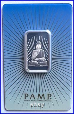 #000003 Rare Buddha 10 Gram. 999 Silver Bar Pamp Suisse Assay $138.88