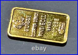 1/4 OZ. Gold Bar PAMP Suisse. 9999 Fine Gold Fortuna Bar w Assay