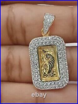 1.5 Real Moissanite Swiss bar Halo Pamp Suisse Lady Fortuna Pendant 925 Silver