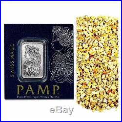 1 G Pamp Suisse. 9995 Platinum Lady Fortuna Bar +10 Piece Alaskan Pure Gold Nugs