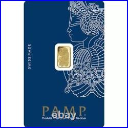 1 Gram 24k Gold Bar. 9999 PAMP Suisse Lady Fortuna New in Assay