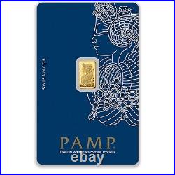 1 Gram 999.9 Gold Lady Fortuna Pamp Suisse Minted Bullion Certified Ingot Bar