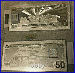 1 Gram 9995 Fine Platinum & 5 Gram 999 Silver Bar in Rare Silver Foil Note Set