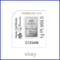 1 Gram 9995 Fine Platinum & 5 Gram 999 Silver Bar in Rare Silver Foil Note Set
