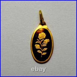 1 Gram 9999 Gold Rose PAMP Suisse Gold Oval Bar Pendant