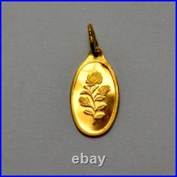 1 Gram 9999 Gold Rose PAMP Suisse Gold Oval Bar Pendant