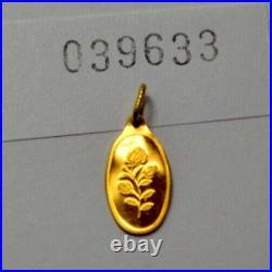 1 Gram 9999 Gold Rose PAMP Suisse Gold Oval Bar Pendant