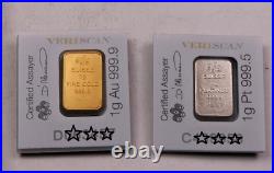 1 Gram Gold + 1 Gram Platinum PAMP Suisse Bar Set // In Sealed Assay // 2 Grams