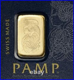 1 Gram Gold Bar PAMP Suisse Fortuna in Gold Foil Souvenir Novelty Note GEM NEW