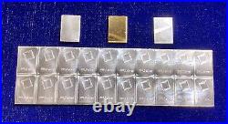 1 Gram Gold Bar, Palladium, Platinum & TWENTY 20x1g. Silver Valcambi
