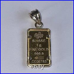 1 Gram Gold Bar Pamp Suisse 999.9 Fine Rosa Rosa In A 14k Gold Bezel