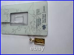 1 Gram Gold Bar Pamp Suisse 999.9 Fine Rosa Rosa In A 14k Gold Bezel