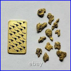 1 Gram Gold Bar Perth Mint. 9999 Fine AND 1.10 Grams Natural Uncleaned NC Gold