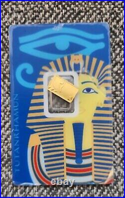 1 Gram Gold Bar Scarce PAMP Suisse Tutankhamun Special Edition