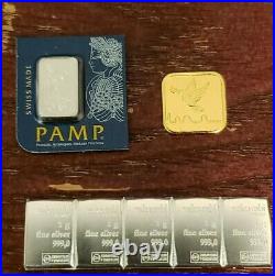 1 Gram Gold Holy Land! , Platinum and FIVE (5) Silver (Pamp Suisse AND Valcambi)