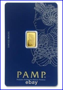 1 Gram Gold Pamp Suisse Lady Fortuna 999.9 Fine Gold Bar Sealed In Assay Rare