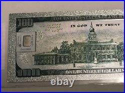 1 Gram Pamp Suisse 9995 Platinum Bar Mounted in $100 Souvenir Note Very Rare