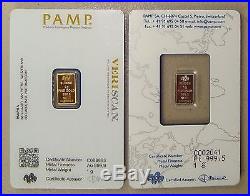 1 Gram Pamp Suisse Gold Bar & 1 Gram Pamp Suisse Platinum Bar