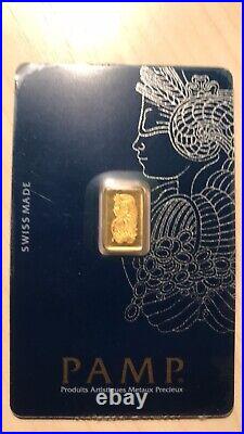 1 Gram Pure Gold Bar Pamp Suisse Fortuna Veriscan -assay
