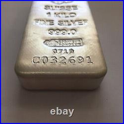 1 Kilo (32.15 oz) Silver Bar PAMP Suisse. 999 Fine Silver