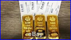 1 Kilo PAMP Suisse 999.9 24K Gold Bullion Bar + Assay Cert + Original Receipt
