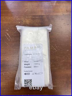 1 Kilo PAMP Suisse Silver Bar. 999 Fine with Assay Card IN STOCK