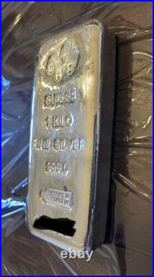 1 Kilo PAMP Suisse Silver Cast Bar 999 Fine with Assay Card In Serial Numbers