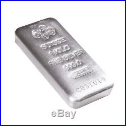 1 Kilo PAMP Suisse Silver Cast Bar. 999 Fine (withAssay)