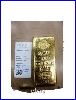 1 Kilo Yellow Gold Bar Fine Gold 999.9
