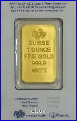 1 OZ Fine Gold PAMP Suisse Suisse Design In Assay FREE SHIPPING