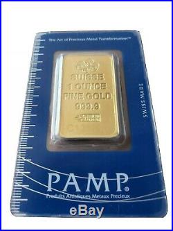 1 Oz Pamp Suisse Gold Bar. 9999 Fine Cert # C128440