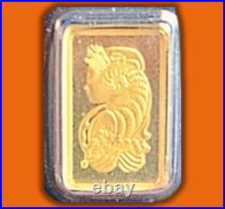 1 gram 24K Gold Pamp Suisse Fortuna Gold Minted Bar Clear Viewing in Gift Pouch