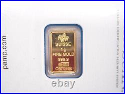 1 gram Gold Bar PAMP Lady Fortuna VERISCANT (In Assay) C2087