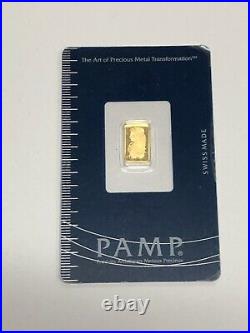 1 gram Gold Bar PAMP Suisse Fortuna 999.9 Fine Sealed B071869 (GS)