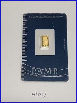 1 gram Gold Bar PAMP Suisse Fortuna 999.9 Fine Sealed B071872 (GS)