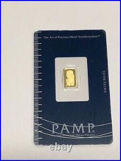 1 gram Gold Bar PAMP Suisse Fortuna 999.9 Fine Sealed B077019 (GS)
