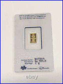 1 gram Gold Bar PAMP Suisse Fortuna 999.9 Fine Sealed B077019 (GS)