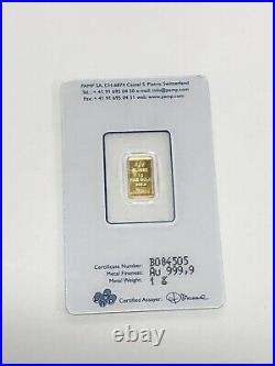 1 gram Gold Bar PAMP Suisse Fortuna 999.9 Fine Sealed B084505 (GS)