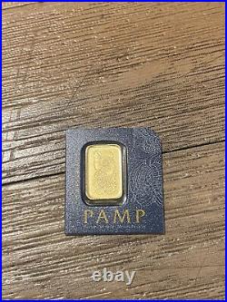 1 gram Gold Bar PAMP Suisse Fortuna 999.9 Fine in Sealed Assay