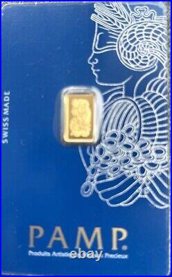 1 gram Gold Bar PAMP Suisse Fortuna 999.9 Fine in Sealed Assay