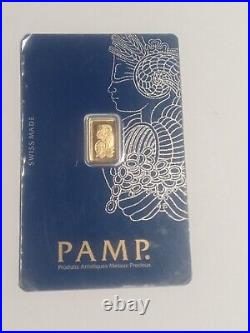 1 gram Gold Bar PAMP Suisse Fortuna 999.9 Fine in Sealed Assay