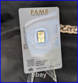 1 gram Gold Bar PAMP Suisse Fortuna 999.9 Fine in Sealed Assay