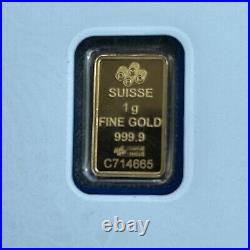 1 gram Gold Bar PAMP Suisse Fortuna 999.9 Fine in Sealed Assay