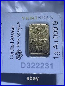 1 gram Gold Bar PAMP Suisse Fortuna Bar Sealed Certified Assayer