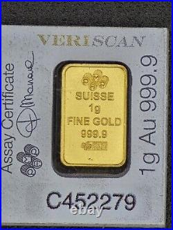 1 gram Gold Bar PAMP Suisse In Assay