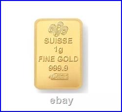 1 gram Gold Bar PAMP Suisse Lady Fortuna From Multigram. 9999 Fine Sealed Assay