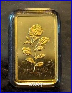 1 gram Gold Bar PAMP Suisse Rosa 999.9 Fine in Sealed Assay