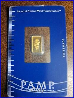 1 gram Gold Bar PAMP Suisse Rosa 999.9 Fine in Sealed Assay